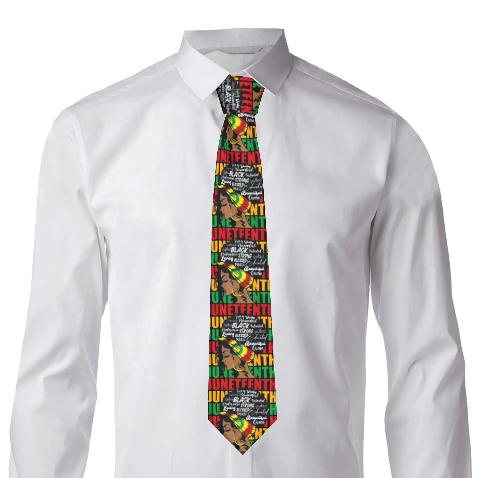Juneteenth African American Women  Ties for Men Fashion Strength  Courage Silk Wedding Necktie