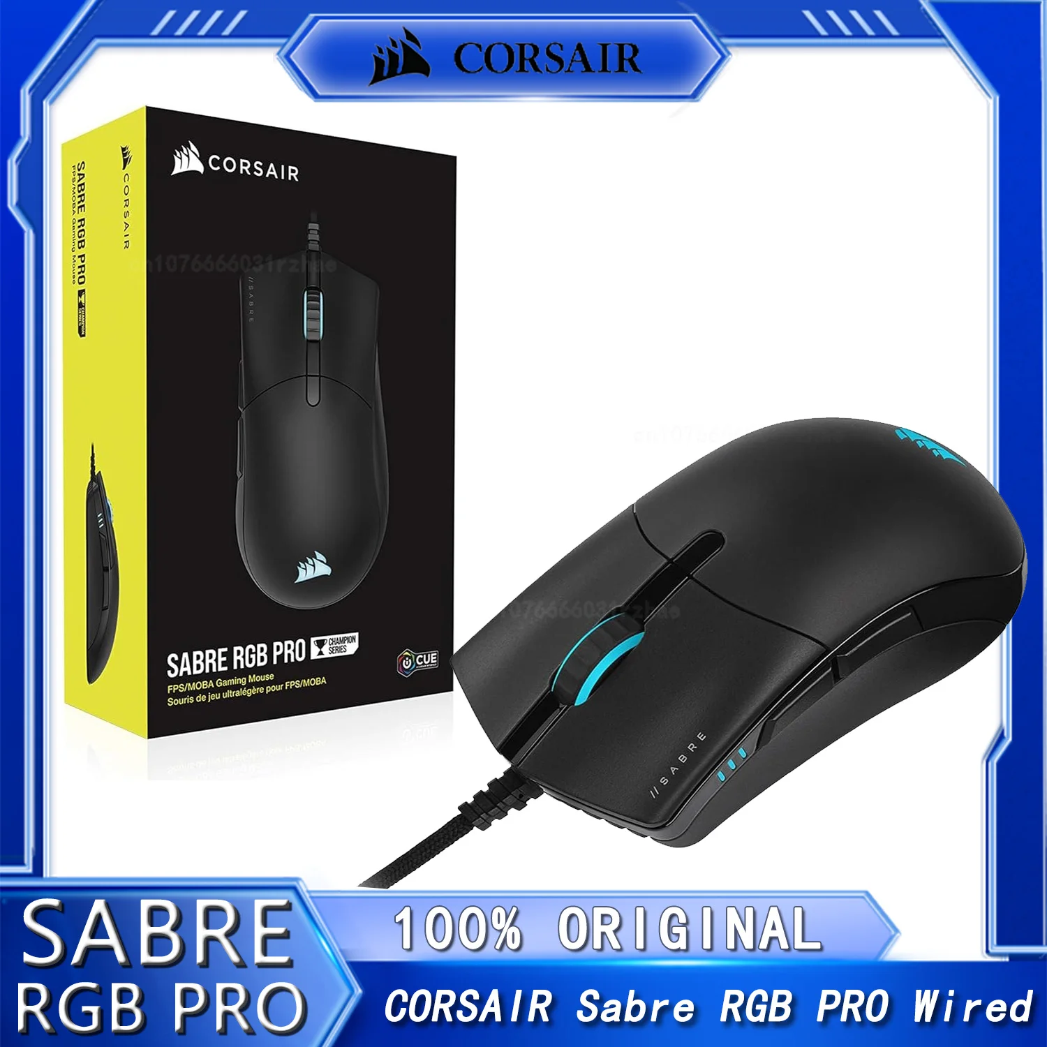 CORSAIR Sabre RGB PRO Wired Champion Series FPS/MOBA Gaming Mouse - Ergonomic Shape for Esports and Competitive Play