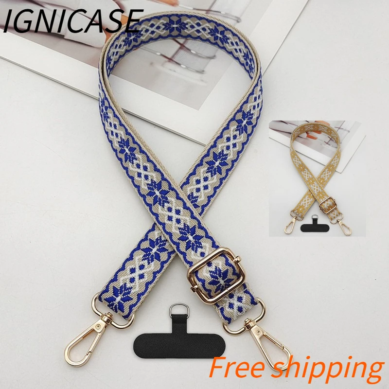 

IGNICASE New 2.5cm Color Ethnic Style Shoulder Strap Bag Accessories Extended Shoulder Crossbody Adjustable Strap Accessories