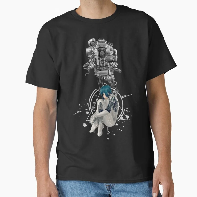 

GITS Japan Cyberpunk Manga Ghost In The Shell sci fi Cyber girl Dystopian Style Anime Gift T shirt for men Large size Tops