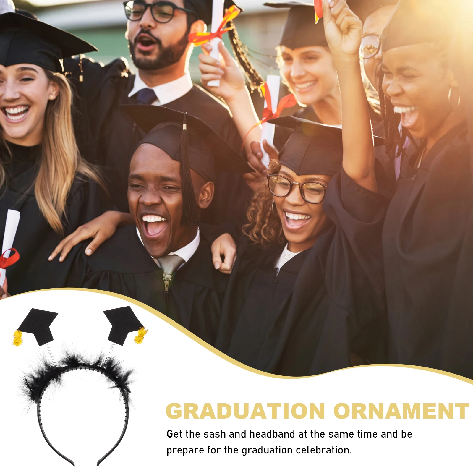 

3pcs Graduation Bachelor Cap Hair Hoop Graduation Hairband For Prom Wedding Masquerade Cosplay Party Photo Props Grad Hairband