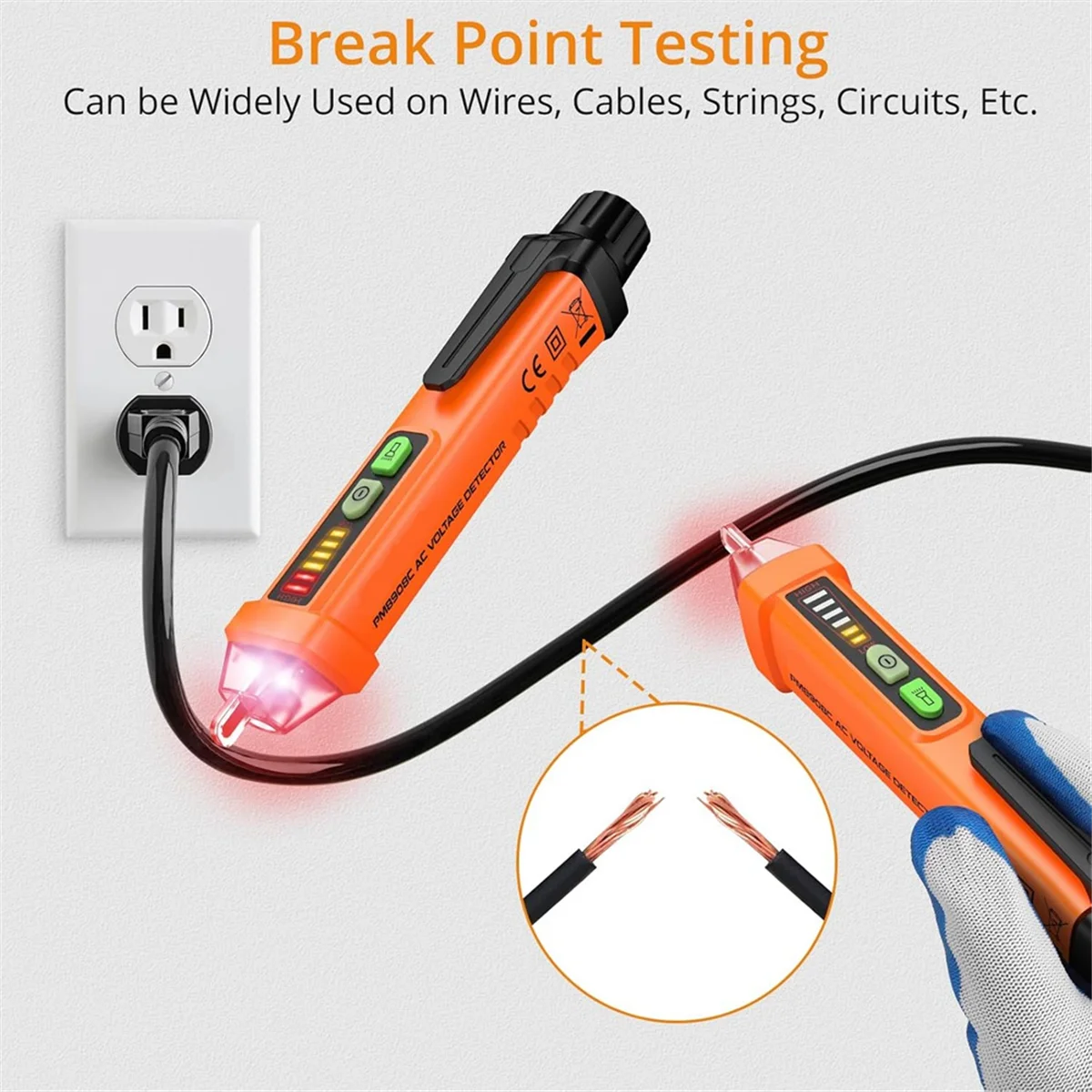 Retail! Non-Contact AC Voltage Test Pen, AC 12-1000V, LED Flashlight, Buzzer Alarm for Real-Time/Empty Line Judgment