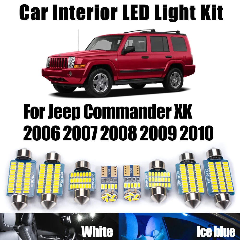 

14Pcs For Jeep Commander XK 2006 2007 2008 2009 2010 Canbus LED Interior Map Reading Dome Trunk Light Bulbs Kit Car Accessories