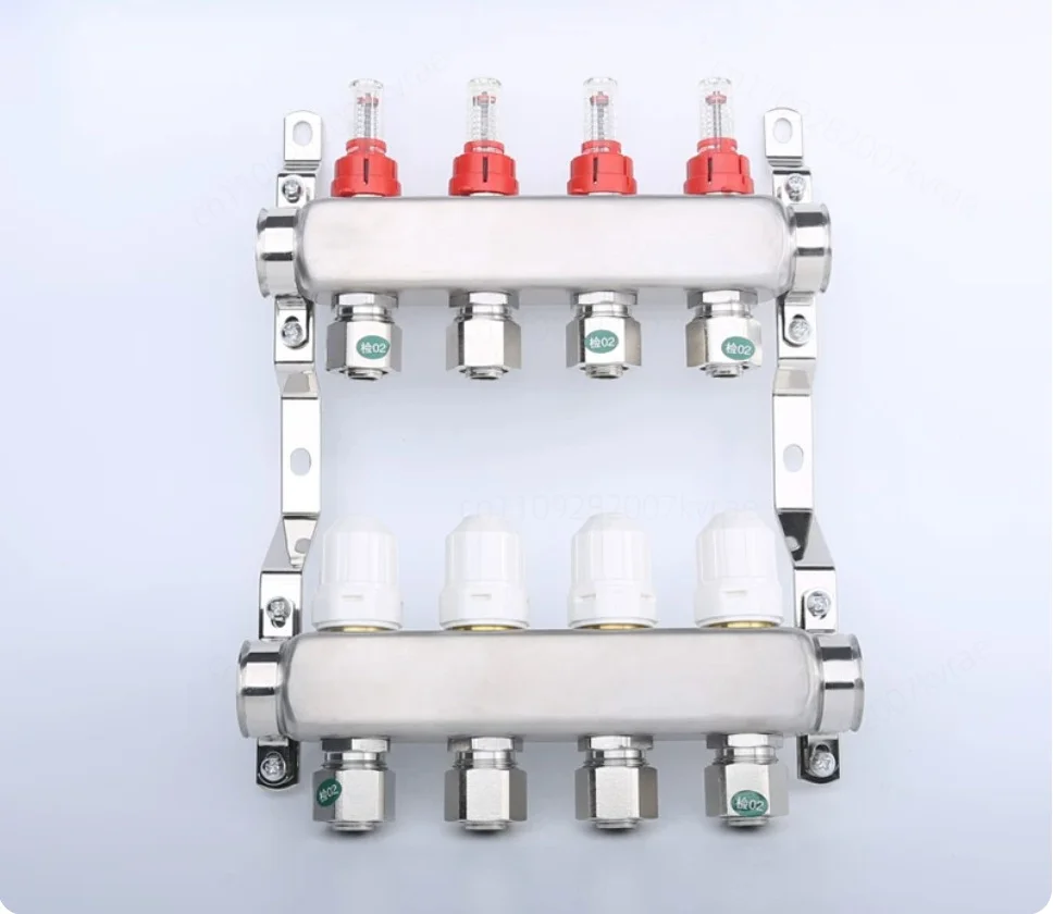 304 Stainless Steel Floor Heating Manifold With Flow Meter, 1 Inch Underfloor Heating Distributor For Home Temperature Control