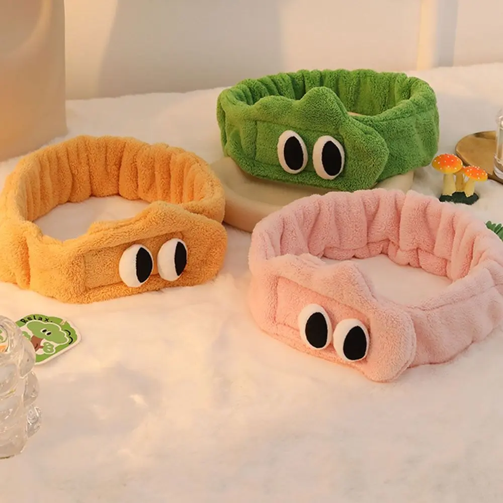 Ear Wide Big Eyes Headband Face Washing Hair Tie Cute Plush Headband Soft Elastic Korean Style Cartoon Hair Hoop Photograph