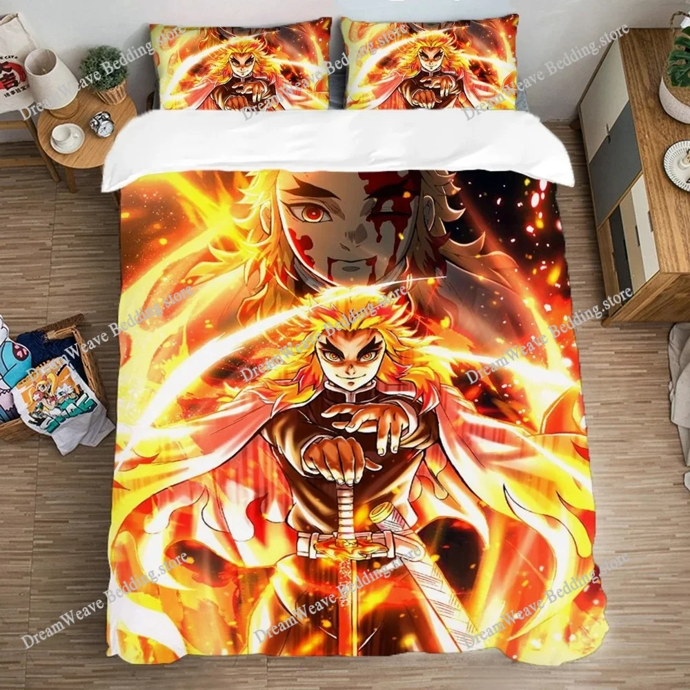 

Kimetsu No Yaiba Duvet Cover Pillowcase Bedding Set Adult Boy Girl Anime Bedroom Decoration Children Gift Large US EU AU Size