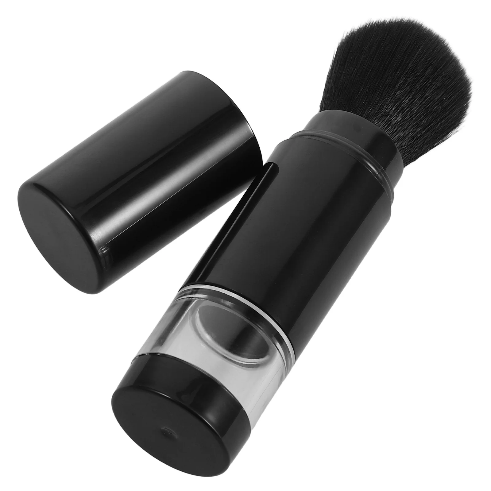 Reise-Make-up-Pinsel mit integriertem Puderspender für Foundation Blush Cosmetics, schwarze Gesichts-Make-up-Pinsel, Pinsel-Applikator