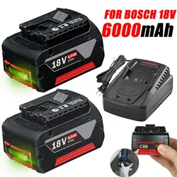 18V 6.0ah Rechargeable Lithium Battery for Bosch 18V 6.0A Backup Battery Portable Replacement GBA GSR GSB BAT618 BAT609 BAT620