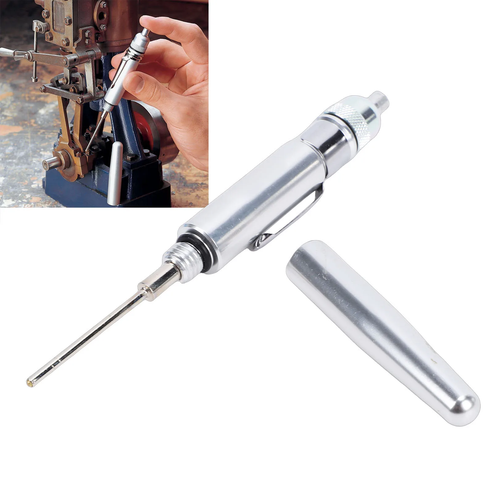 Precision Oiler Portable Aluminum Lubricating Oil Pen with Pocket Clip Pinpoint Oil Applicator for Machine Maintenance