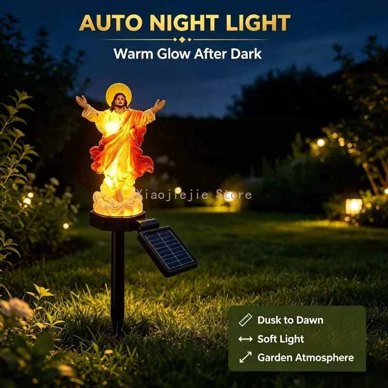 Sacred Character Solar Ground Light Rainproof Solar Charging Outdoor Lawn Patio Religious Holiday Landscape Decoration Lamp