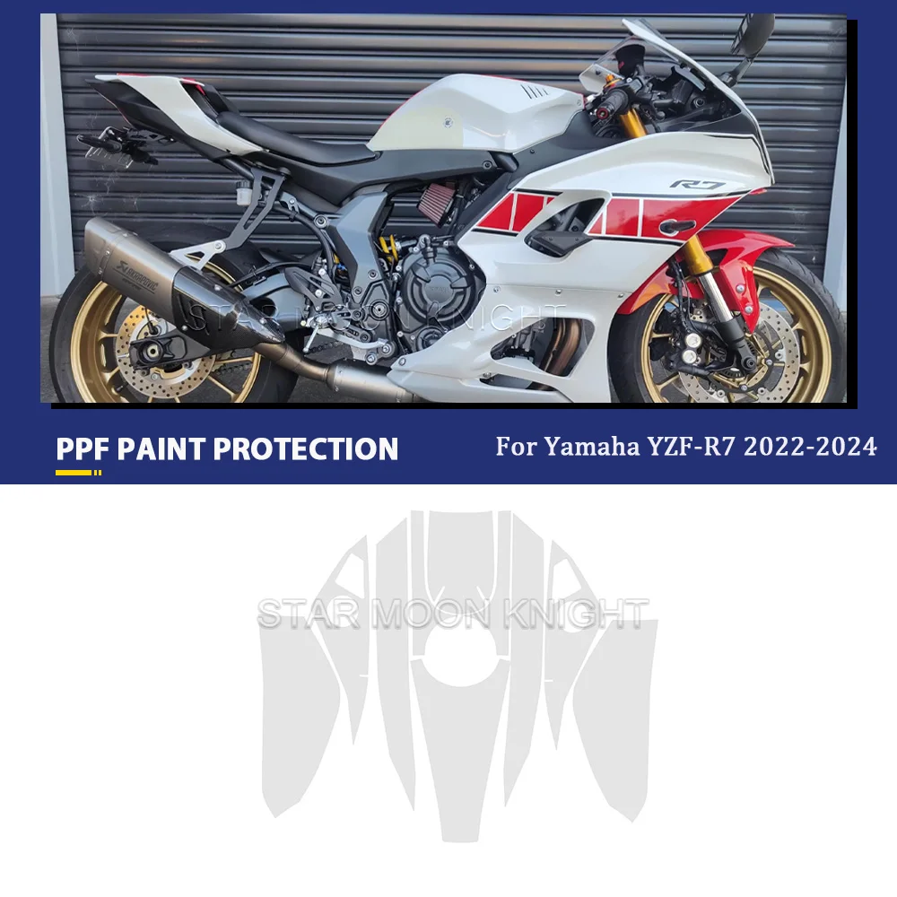 Film de protection de peinture de moto transparent, corps en TPU, autocollant anti-rayures, accessoires PPF, YAMAHA YZF R7 YZFR7 2022-2024