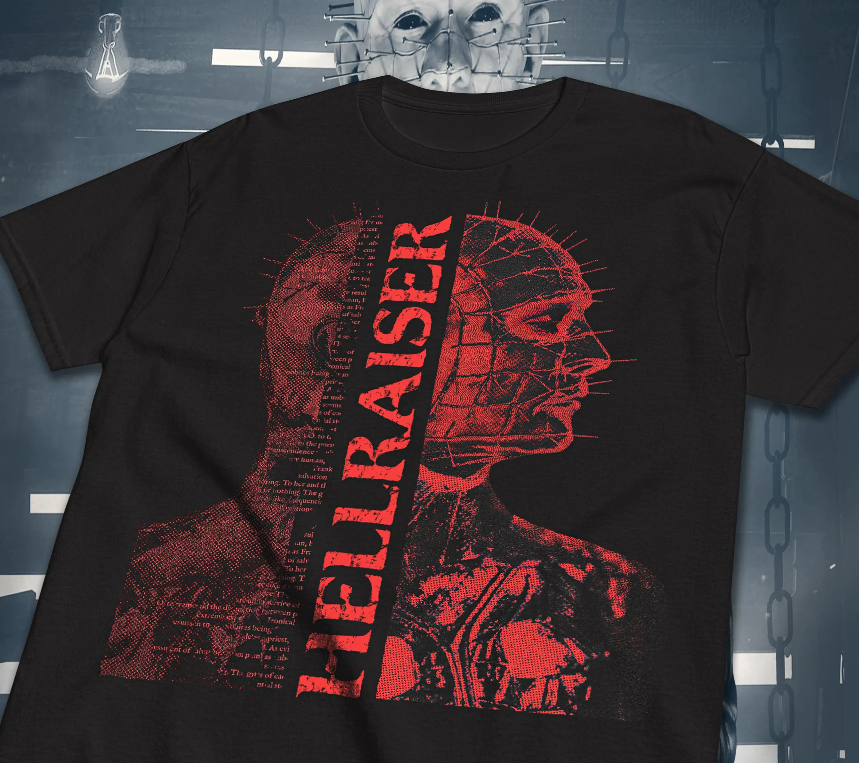 Hellraiser Pinhead Retro Horror Movie Graphic T Shirt Vintage Cult Classic Gothic Streetwear Casual Top for Men