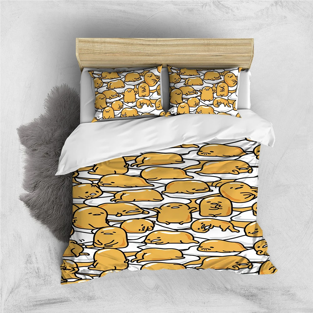 

G-Gudetama Cute Duvet Cover Set Home Style Bedding Soft Laundry Cotton Bed 3 Piece Set Student Dormitory Gift