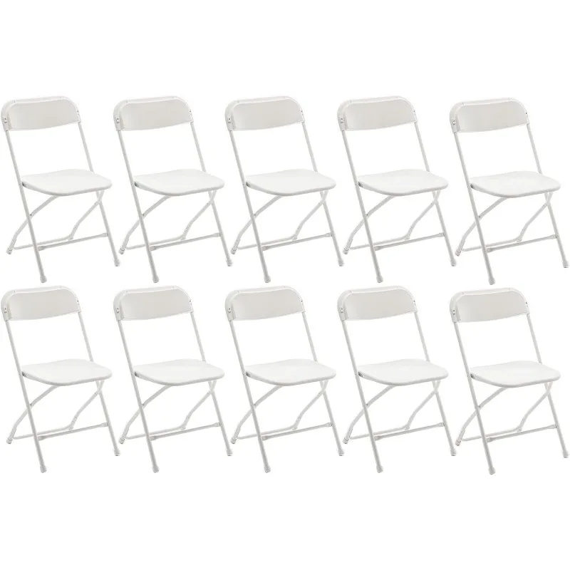 White Plastic Folding Steel Frame Chair Set for Office Wedding Party Picnic Kitchen Dining Church School Set of 10