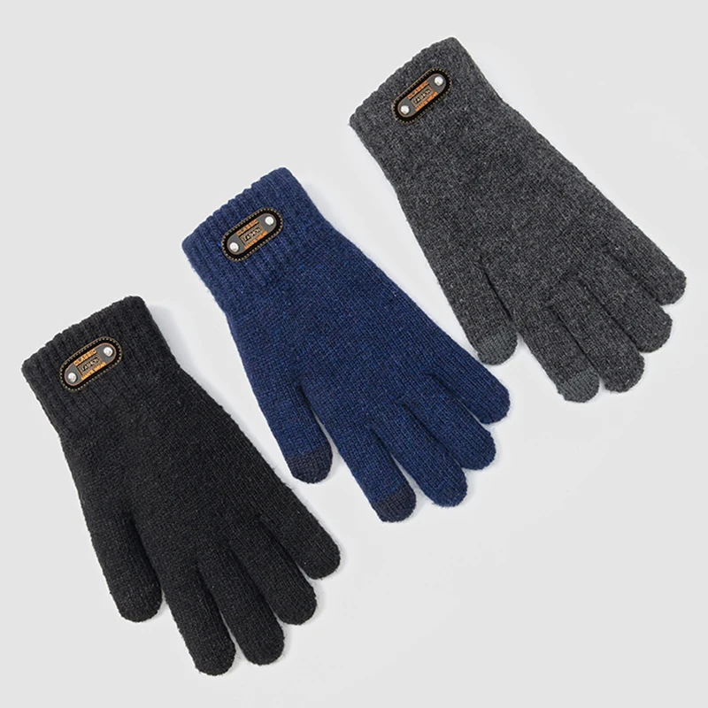 Thickened Plush Fluffy Cold Proof Autumn Winter Knitting Mittens Half Finger Gloves Touch Screen Gloves Warm Gloves