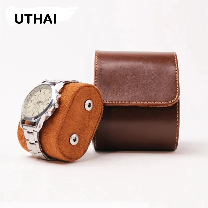 Watch Box Men's and Women's Exquisite PU Leather Single Piece Travel Storage Packaging Watch Box Gift Box Multifunctional 1Grid