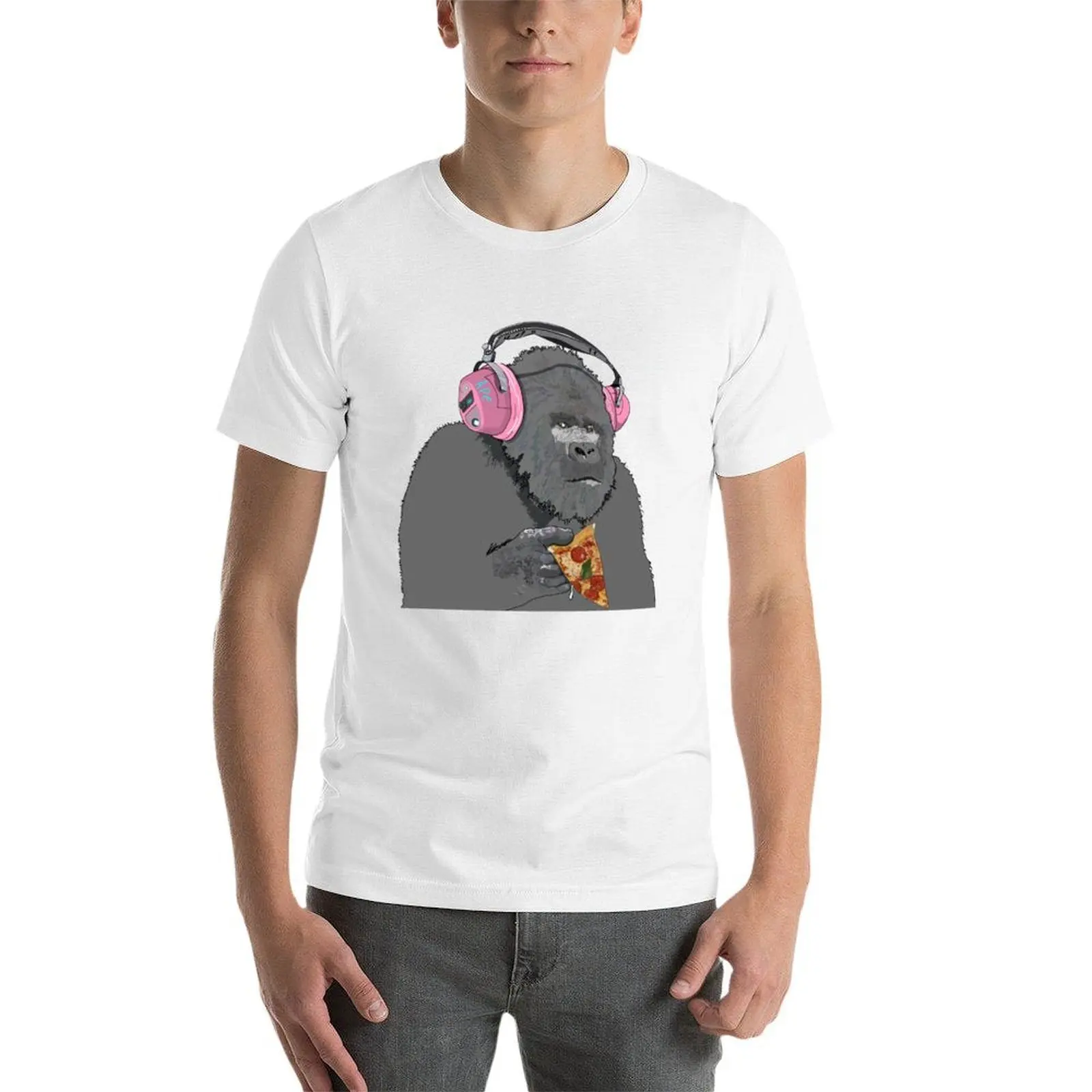 تي شيرت غوريلا تناول البيتزا تي شيرت رجالي عادي تي شيرت للرجال تي شيرت جرافيك تي شيرت #4