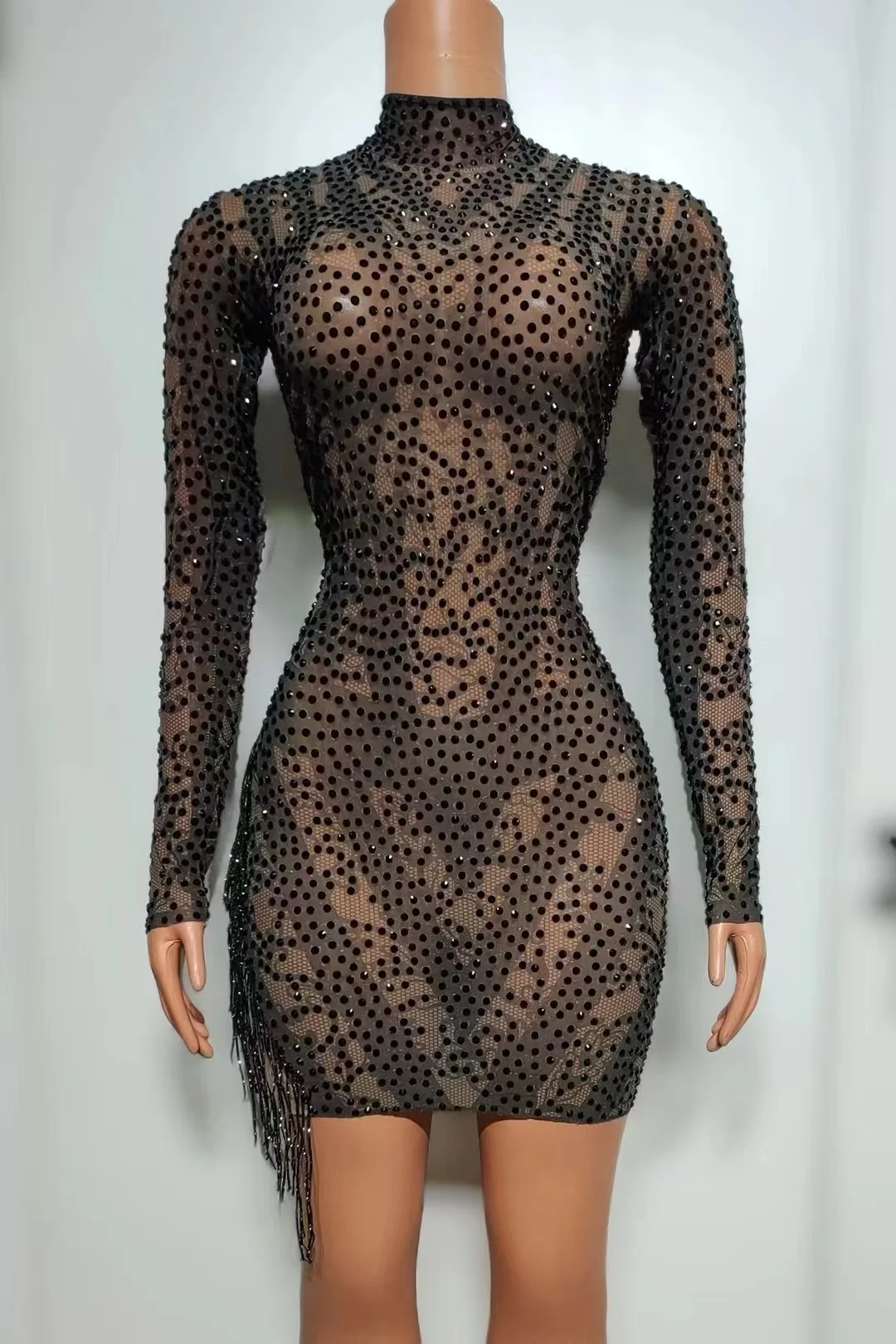 

High Quality Hot Diamond Mesh Elastic Wrap Buttocks Dress2024 New Fashionable Women'S Clothing