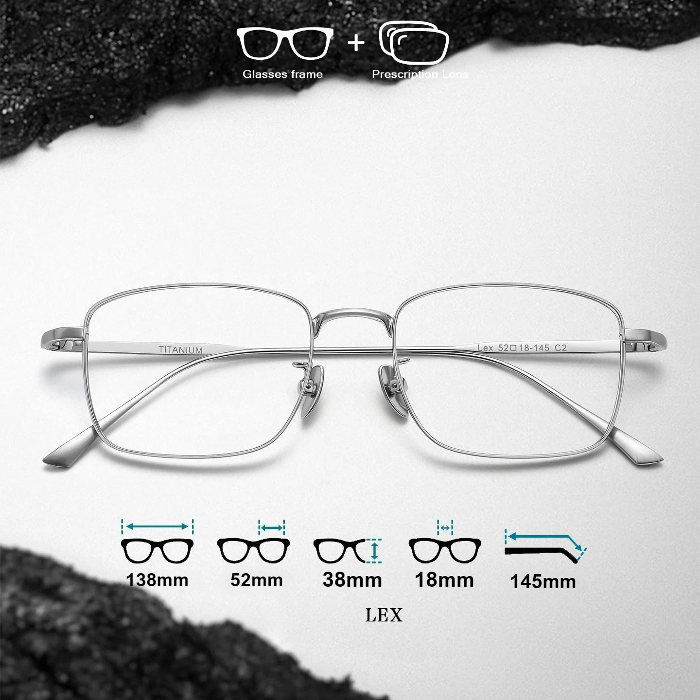 YONGLAN Titanium Square Glasses Super Light Comfortable Myopia Optical Prescription Eyewear for Men And Women Full Rim