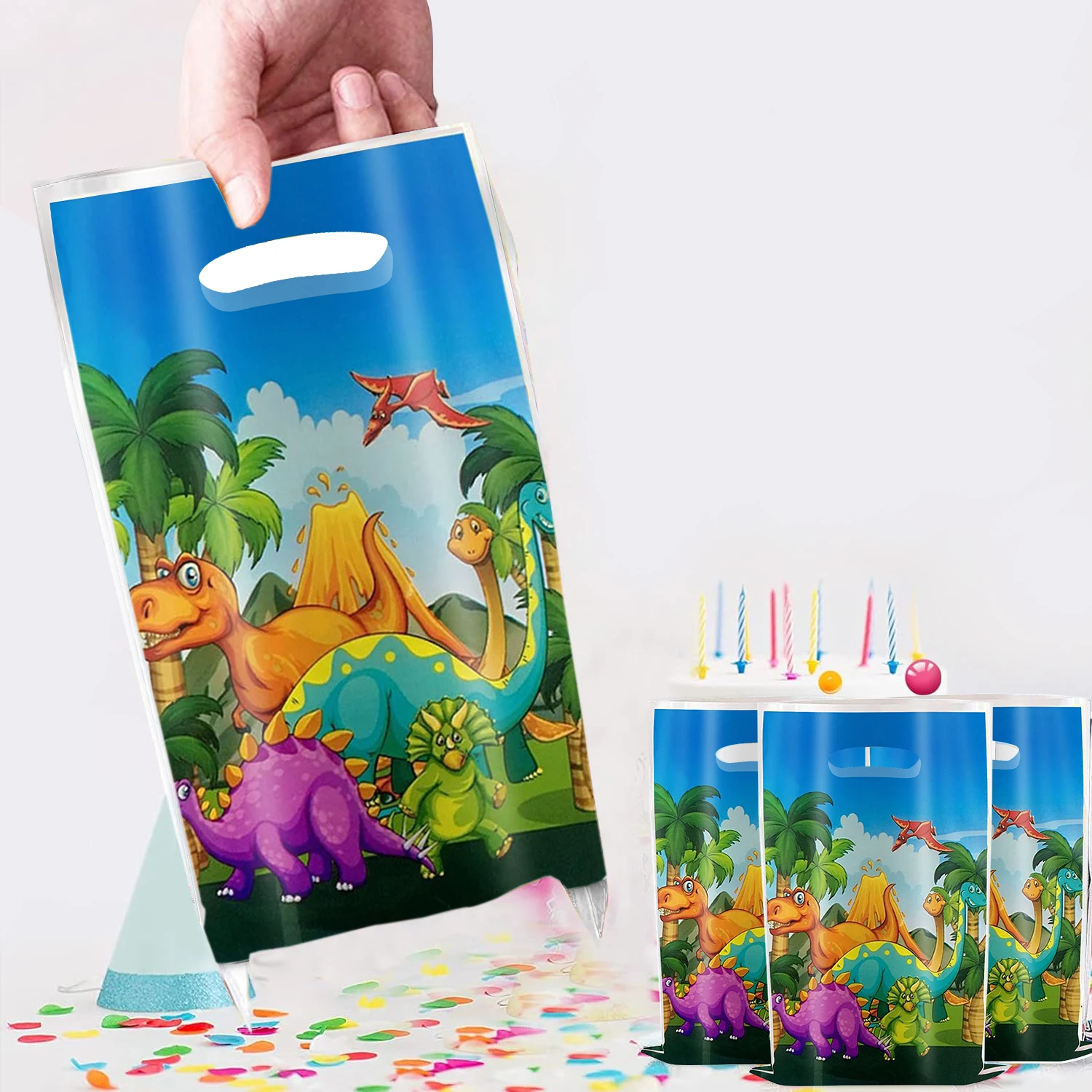 40/30/20/10pcs Dinosaur Party Gift Bag Jurassic World dinosaur Fossil Birthday Party Decorations Kids Gifts Box Party Supplies