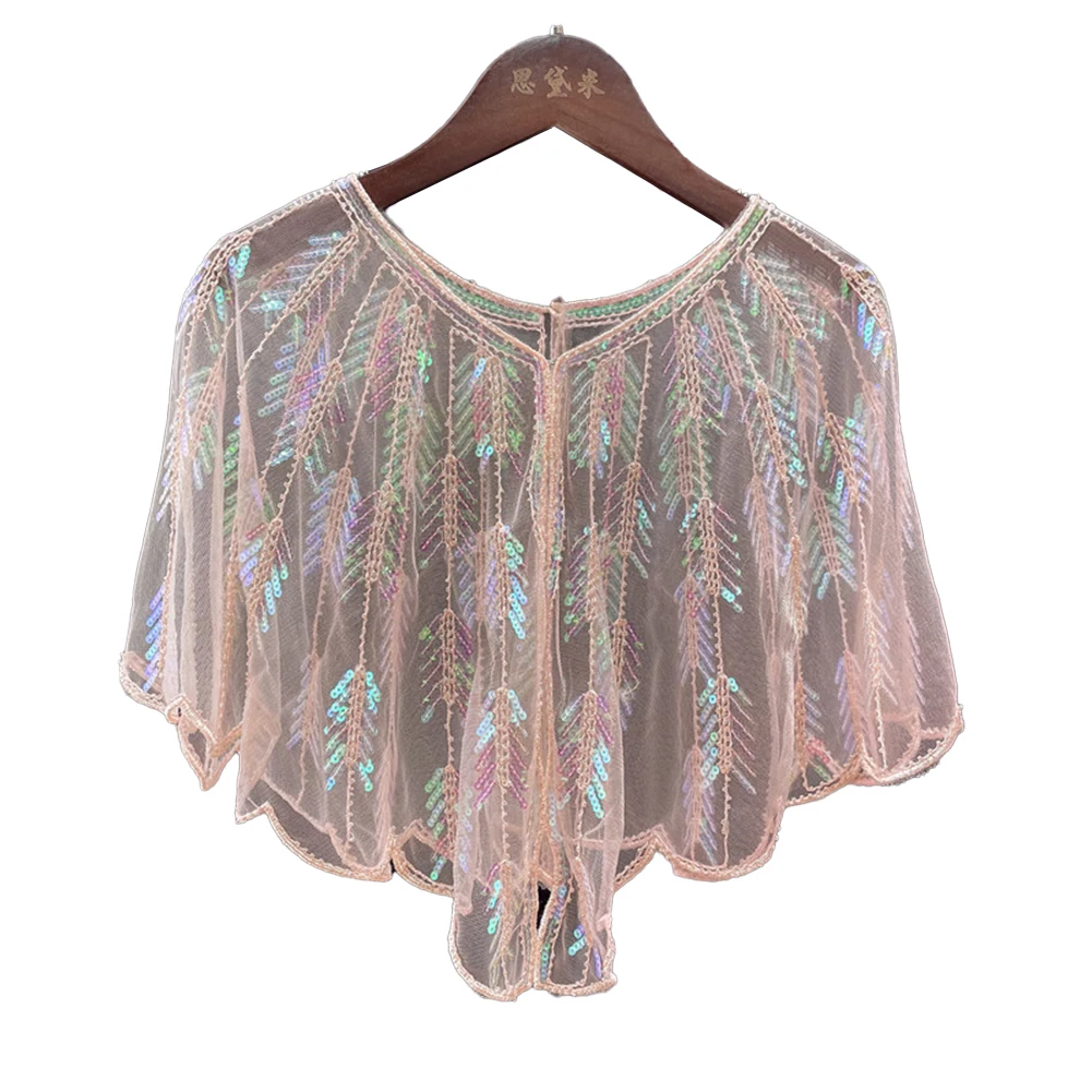 شال نسائي مزين بالترتر ، فستان دانتيل ، نمط رقيق ، ملابس خارجية ، صدرية ، جديد