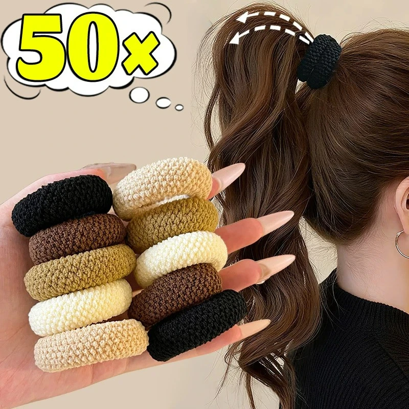 

5/50Pcs Elastic Elastic Hair Rope Women Girls Elastic Ponytail Holder Hairband Kids Mixed Color High Elasticity Towel Scrunchies