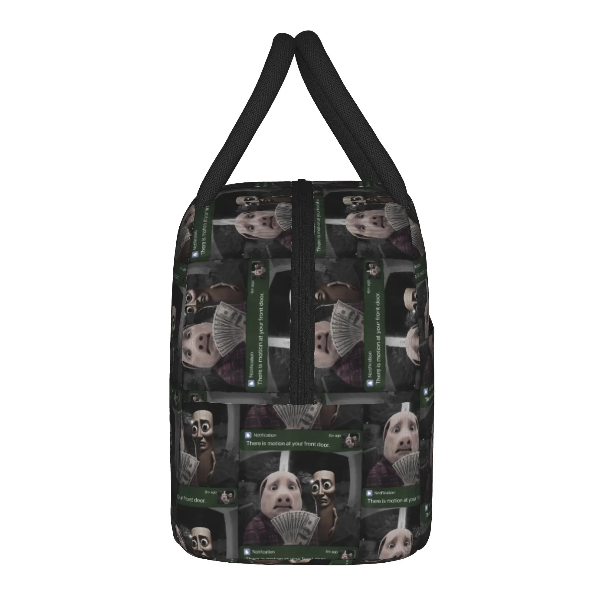 John Pork and Tung Tung Tung Sahur Front Door Motion Lunch Bag Portable Lunch Box Unisex Office Print Cooler Bag Tote Handbags