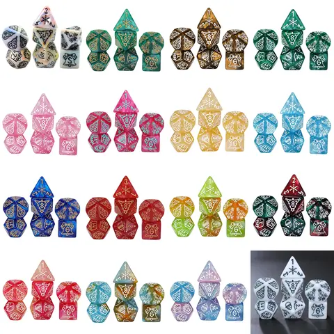 7pcs Polyhedral Dice D4-D20 Board Game Dice for DND TRPG Entertainment Tabletop Game, Christmas Theme Dice