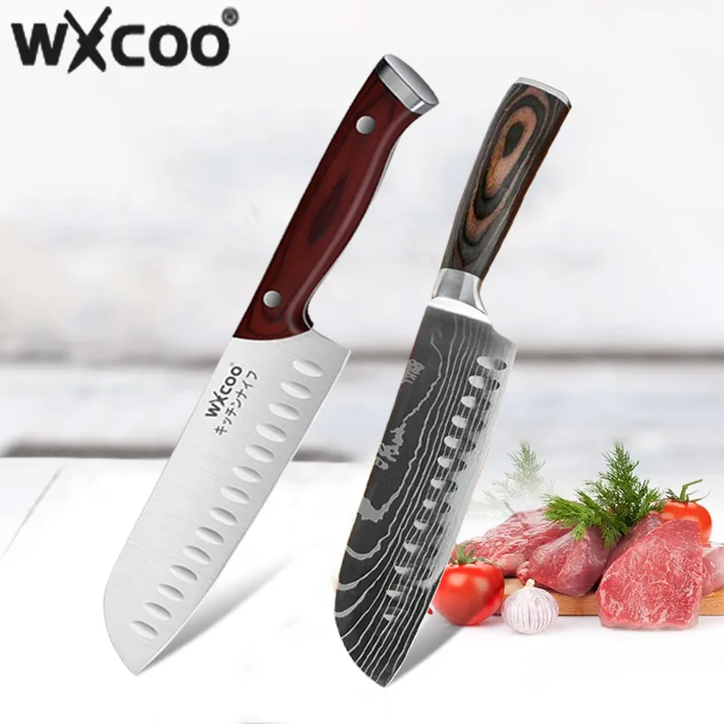 Edelstahl Küchenmesser Gemüse Obst Messer Professionelles Ausbeinmesser Japanischer Fisch Santoku Schneidemesser Holzgriff