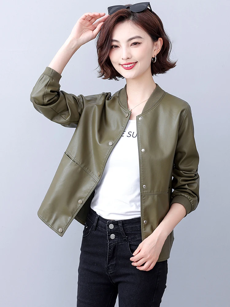 本革またはジャケット女性用韓国カジュアルシープスキンコート秋の新作通勤風スリムフィット