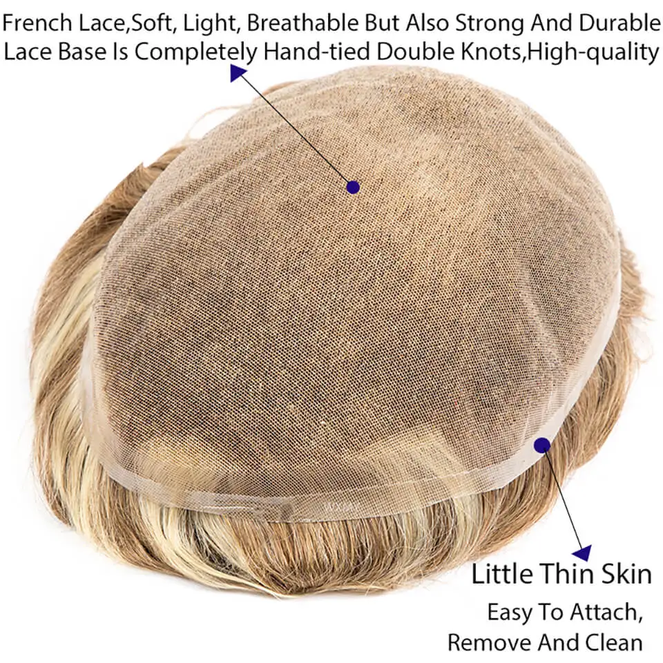 Toupee Men Full Lace Base Male Hair Prosthesis Replacement Systems Breathable Natural Human Hair Man Wig Protesis Capilar Hombre