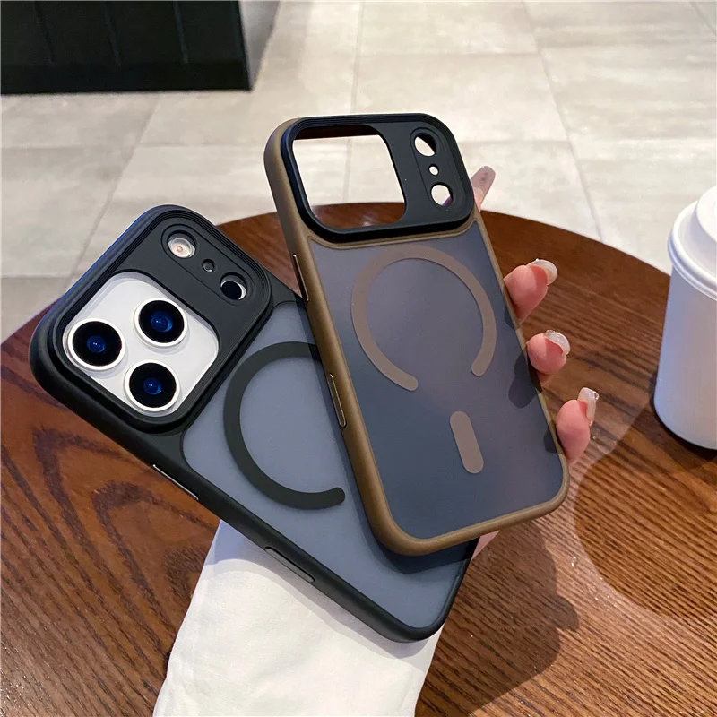 

Matte Armor For Magnetic Magsafe Phone Case For iPhone 17 16 15 16Pro Max Active Touch Camera Button For Wireless Charge Cover