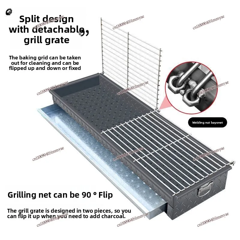 Grill komercyjny na węgiel drzewny, powiększony, poszerzony i pogrubiony grill zewnętrzny, szaszłyki z baraniny, grill węglowy, grill do piekarnika, do użytku domowego