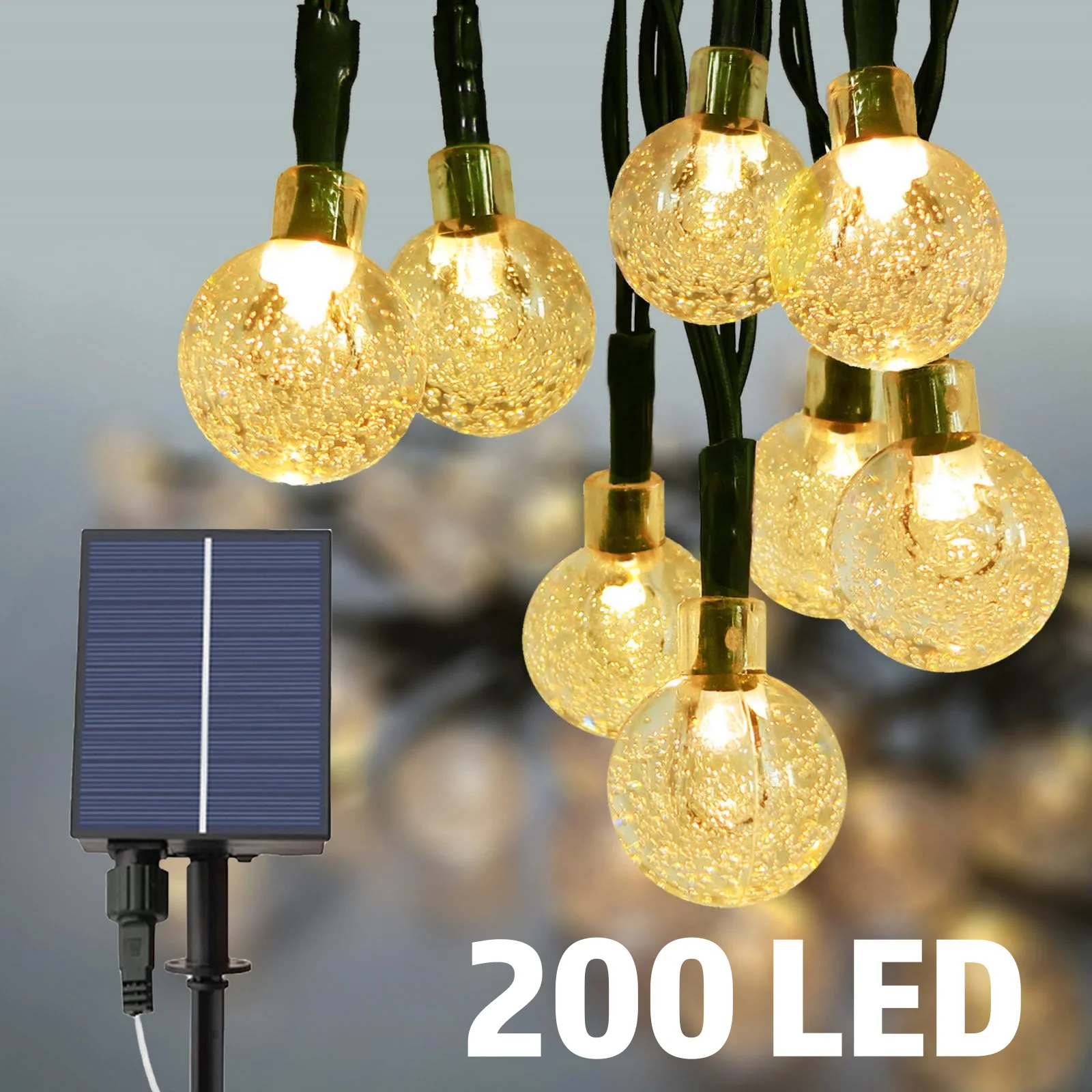 20 ~ 200LED سلسلة أضواء الشمسية في الهواء الطلق كريستال الجنية ضوء عيد الميلاد جارلاند 8 وضع مقاوم للماء مصباح فناء لحديقة ديكور الحفلات