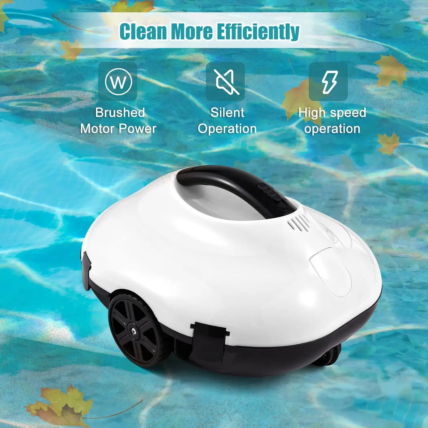 US Stock Cordless Robotic Pool Cleaner Rechargeable Li-Ion Battery Routing for Tile, PVC, Mosaic, Concrete