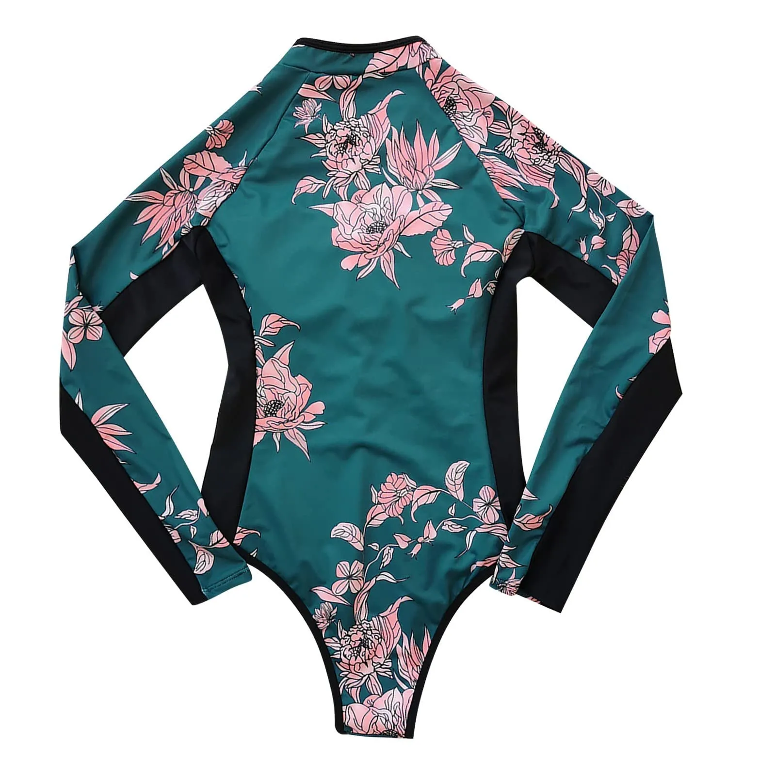 

2024 Women's One-piece Fashion Tight Printed Sexy Sports Long Sleeve Swimsuit With Zipper Bikini High Waist Swimsuit Sexy