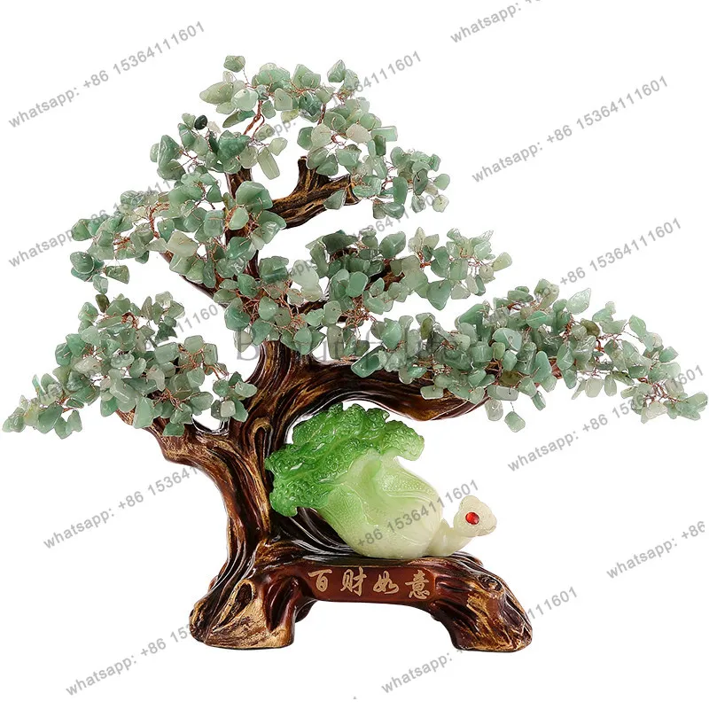 hot Natural citrine fortune tree cash tree ornament hand-woven to attract wealth