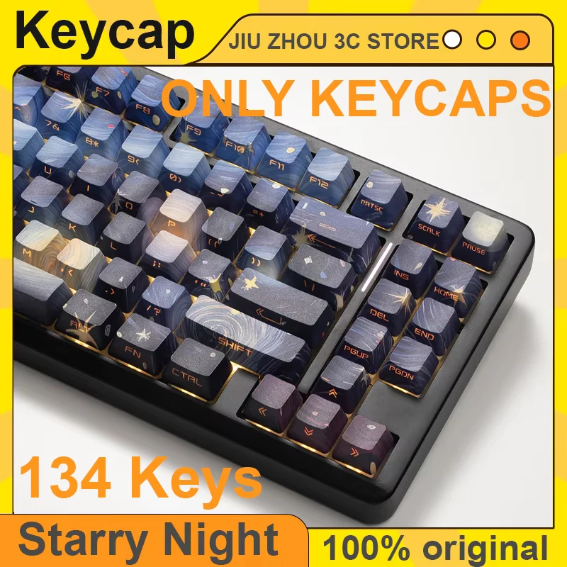 

JKDK Van Gogh Starry Night Keycaps OEM Profile 134 Keys Five Sides Dye Sublimation Side Engraving PBT Mechanical Keyboard Custom