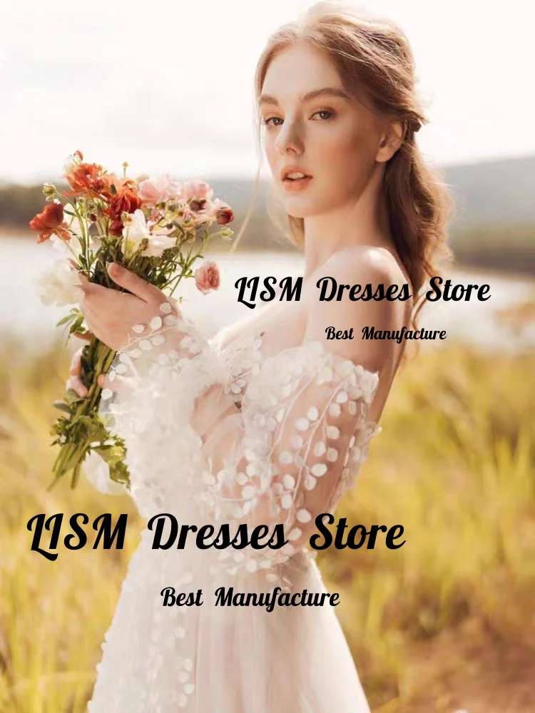 Lism Customized Charming Wedding Dress Sweetheart Remove Sleeves Floral Appliques Tulle A-Line Bridal Gown Vestido De Novia 2026