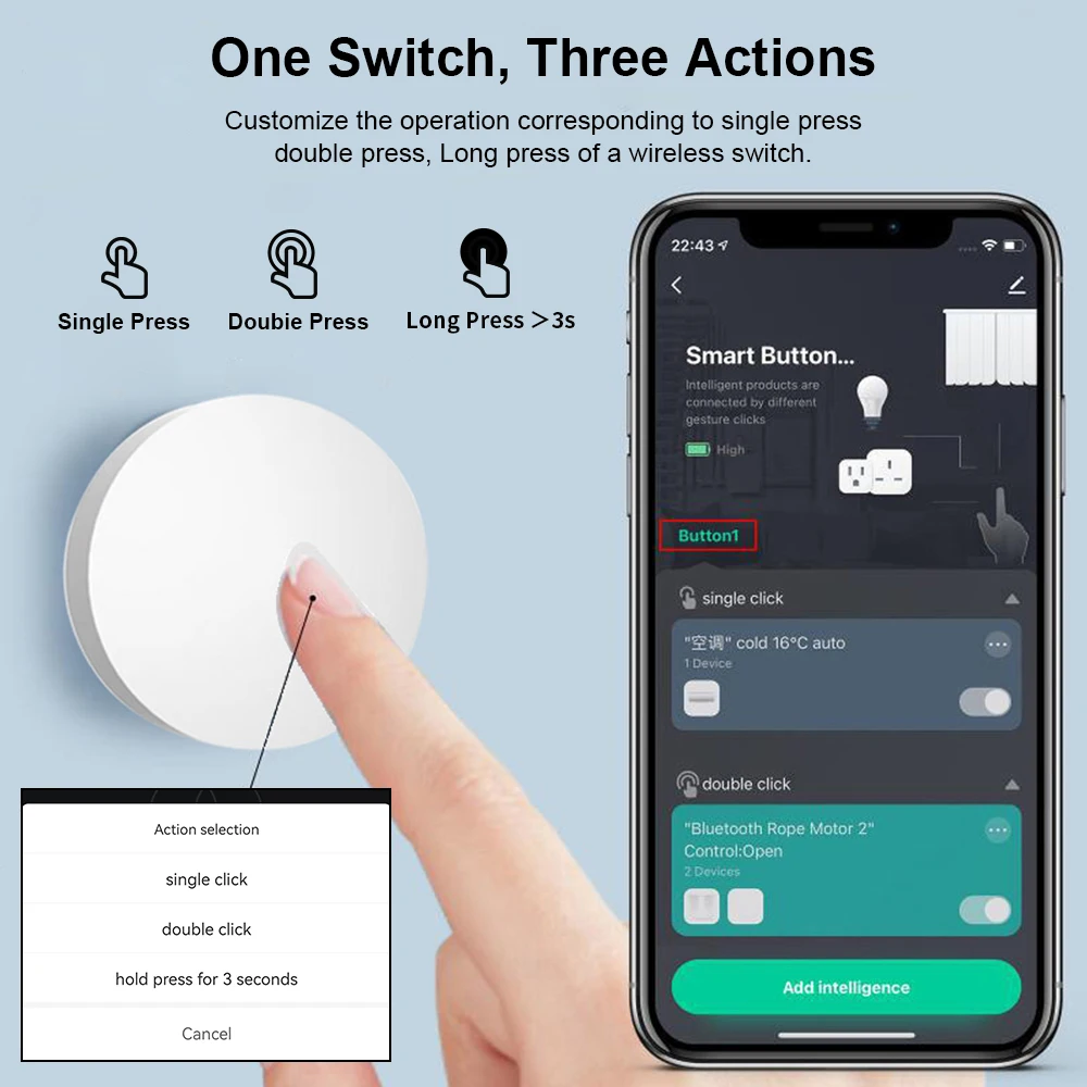 Tuya ZigBee Wireless Scene Switch Push Button Automation Scenario Controller Battery Powered Intelligent Linkage Tuya Devices