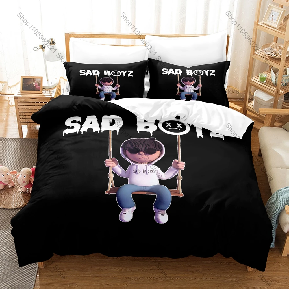 Sad Boyz 4 Life Junior H Grainy Street Portrait Rain Broken Heart Duvet Cover + 2 Pillowcases Regional Mexican Music Bed Linen