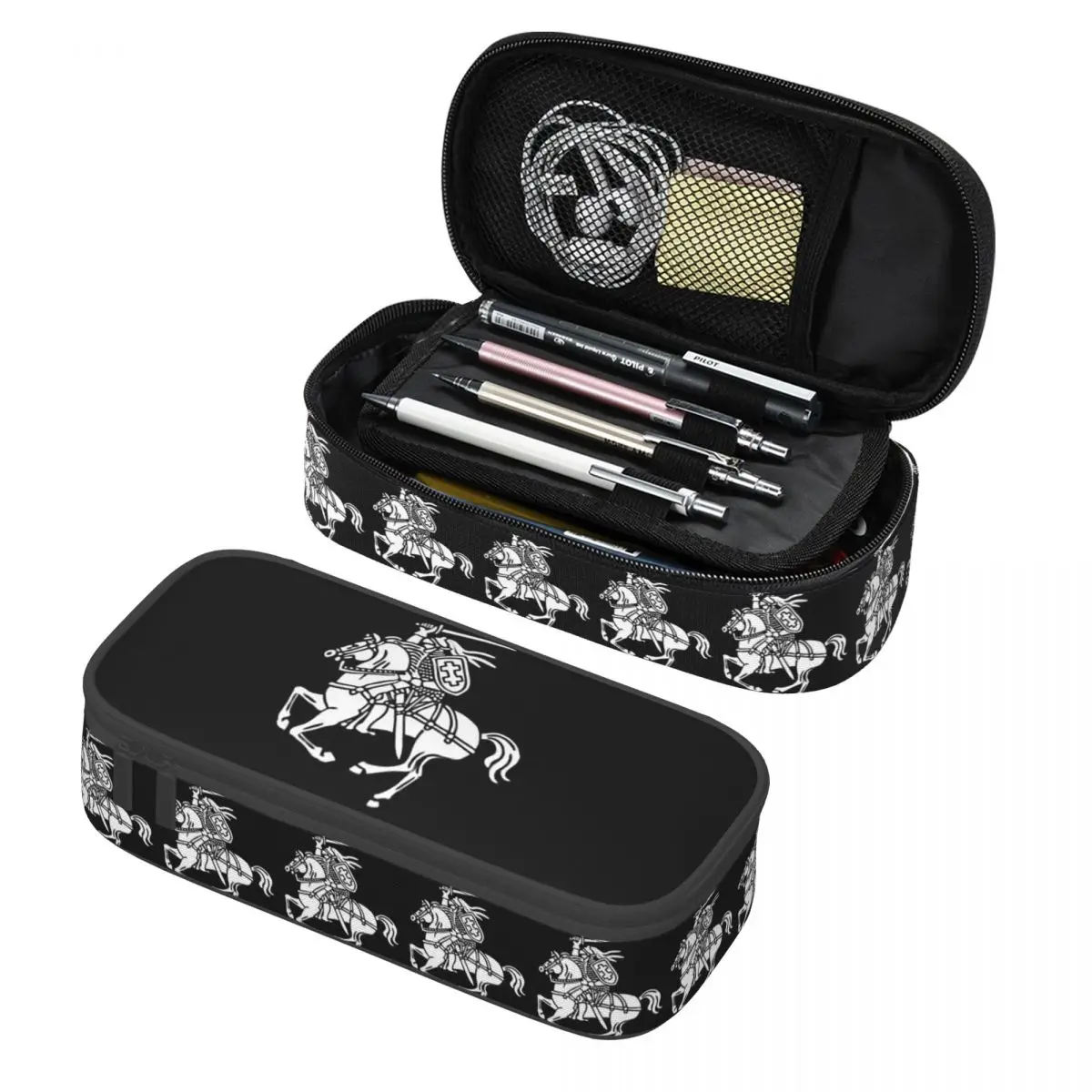 

Lietuva Lithuania Coat Of Arms Pencil Case Pen Holder Storage Stationery Supplies Big Capacity Pen Box Pencil Bag for Kids