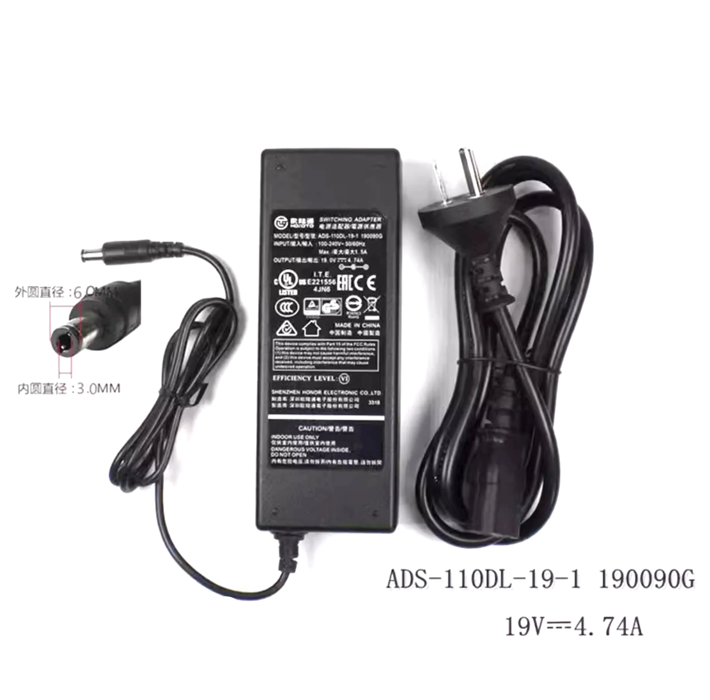 

Genuine HOIOTO ADS-110DL-19-1 19V 4.74A 6.3*3.0mm 90W Laptop AC Adapter Charger for Centerm V660 Power Supply