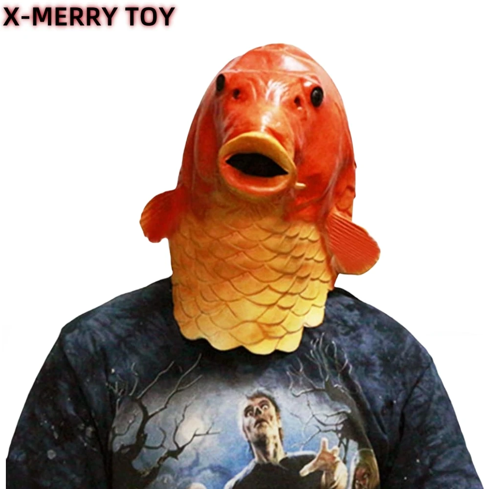 Realistische Latex-Fisch-Kopf bedeckung, Unisex-Cosplay-Maske, lustige Tierkopf bedeckung, gruselige