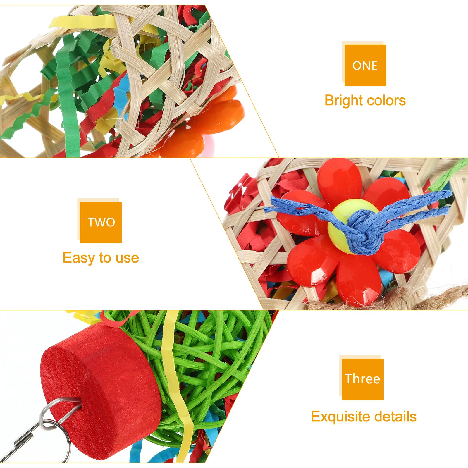 3Pcs Parrot Foraging Hanging Chewing Plaything Natural Wooden Bird Cage Destructive Behavior Reducer Bird