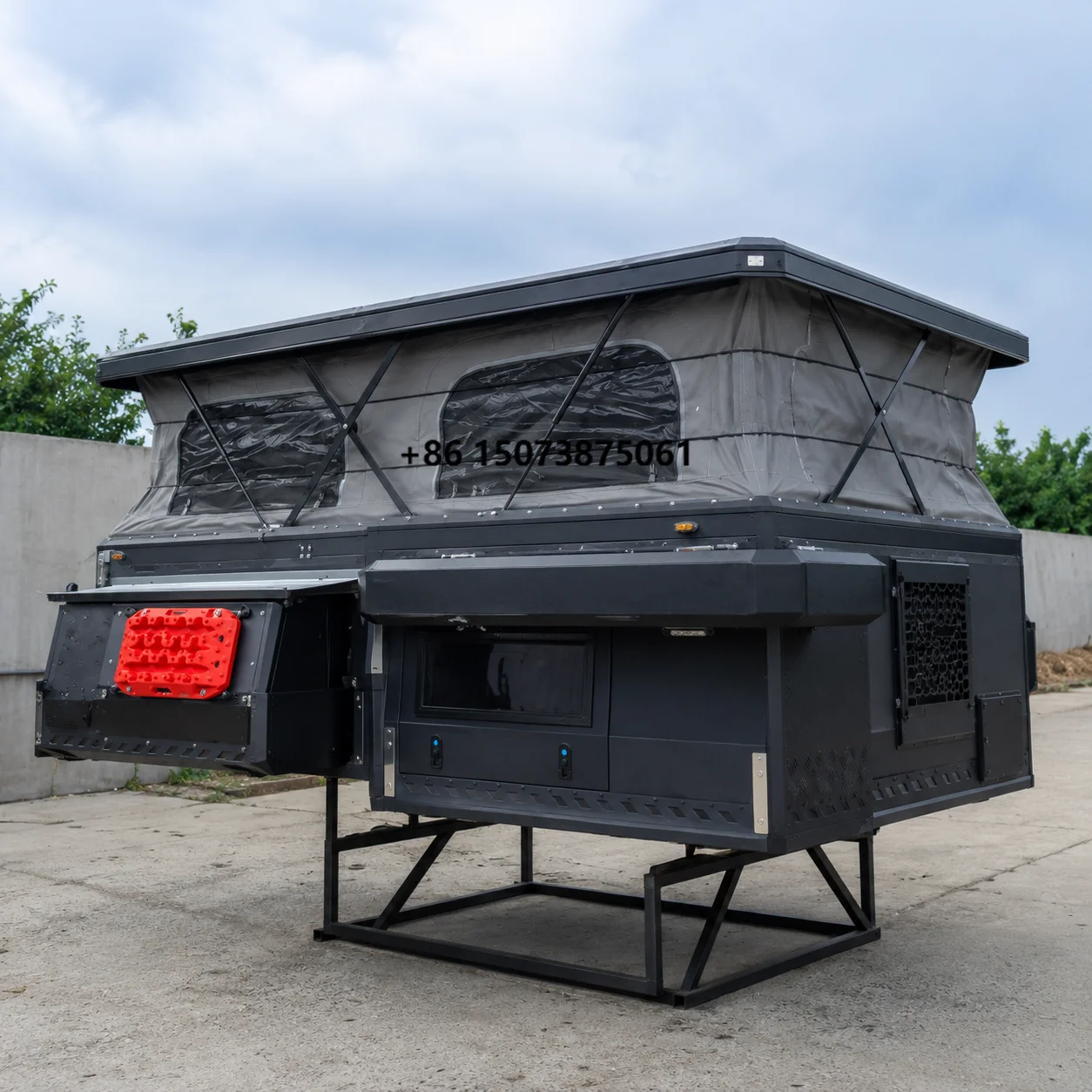 Pioneer Rooftop Tent No 1 Double Layer Aluminum Hard Shell Quick Auto Open Waterproof Four Season Telescopic Ladder