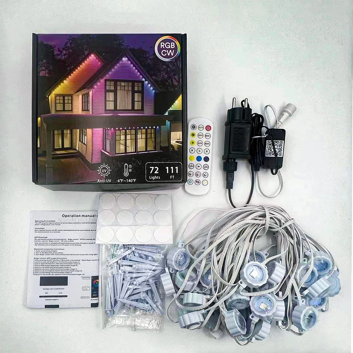 Bluetooth/WIFI Eaves Lights Decoration Remote 24V/5V Decorative USB Dimmable US Plug RGB String Waterproof Permanent Outdoor LED