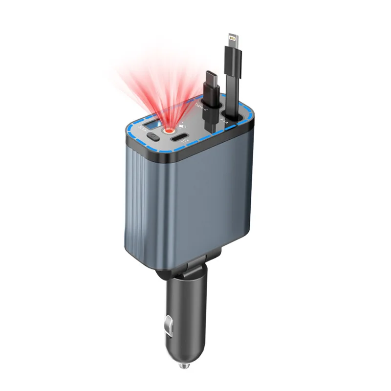 

120 Вт сверхбыстрая зарядка, выдвижное автомобильное зарядное устройство, USB-адаптер для мобильного телефона, зарядное устройство для автомобильного прикуривателя «один-три»