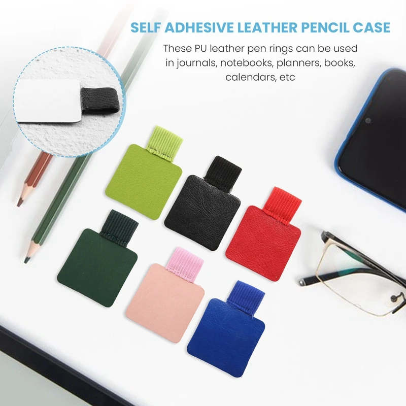 مجموعة حامل حلقي لقلم دفتر ذاتي اللصق ، حامل قلم من الجلد الصناعي بحلقة مرنة للأقلام ، 12 *