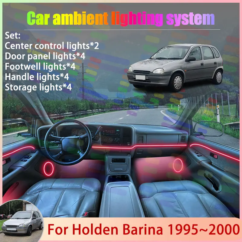 

Для Holden Barina 1995~2000 MK3 1996 1997 1998: Комплект атмосферной RGB-подсветки с эффектом бегущих огней (2/24 шт.)